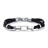 Jewelry : Manly Perfection: Stainless Steel Chain Links and Multi-cord Rubber Bracelet for Men