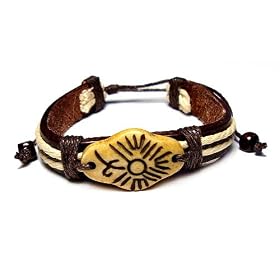 Wild One Tribal Leather Bracelet with Earthtone Cord and Beads