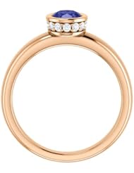 18K Rose Gold 7.00x5.00mm Oval Cut Tanzanite and Diamond Ring -- LIFETIME WARRANTY
