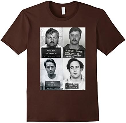 Men's Serial Killers Mugshot T-Shirt Large Brown