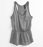 Black Poppy Zip Silky Pocket Waist Tank - Gray X Xs