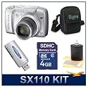 Canon Powershot SX110 IS 9MP Digital Camera (Silver) Best Selling Super-Savings Bundle