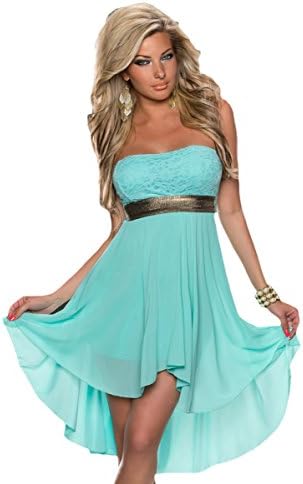 Sharlir Women's Sexy Off Shoulder Pleated High Low Tube Dress