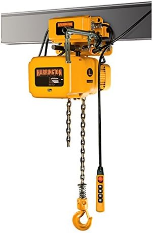 1-1/2 Ton Harrington, NERM Electric Chain Hoist, 15 ft Lift, w/ Motorized Trolley 80 fpm, Part No. NERM015S-S-15