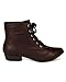 Breckelle BC45 Women Leatherette Oxford Almond Toe Lace Up Cuff Ankle Bootie - Brown