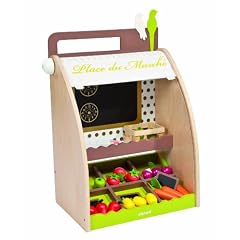 Janod 4506515 - Kleiner Kaufladen Marktplatz, 23 Accessoires