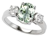 2.60 cttw 925 Sterling Silver Genuine Oval Green Amethyst Engagement Ring