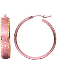 14k Rose and Yellow Gold Satin Hoop Earrings (1 Inch Diameter)