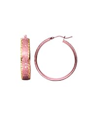 14K Rose Gold Satin Hoop Earrings (1 inch Diameter)