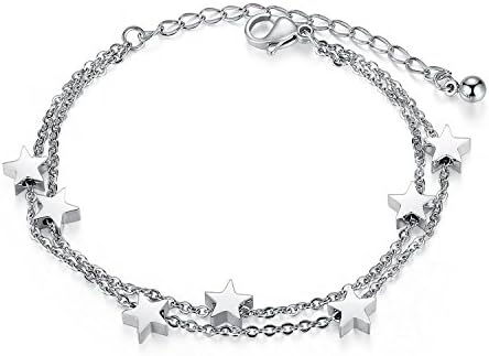 UNIONTOP Womens White Star Bracelet Cuff Stainless Steel Bracelets
