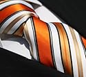 Krawatte von Milano Exclusive, Streifendesign, orange- weiss