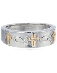 Precious Moments 2-Tone Sterling Silver Diamond Accent Cross Ring, Size 7