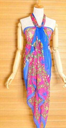 J-386lenli201501081182 blue and rose red autumn winter kerchief chiffon printed silky Scarf Shawl Wraps Shrug Neck Warmer Stole woman beach towel?