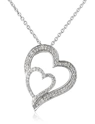Sterling Silver Diamond Heart Pendant Necklace (1/5 cttw, I-J Color, I2-I3 Clarity), 18 "