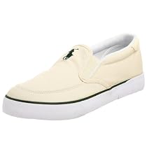 Polo Ralph Lauren Men's Brisbane II Canvas Slip-on,Cream/Green,12 D US