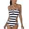 Xhilaration Navy Wide Stripe Monokini w/Lurex - M