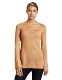 Sofie Women's Jersey Roll Scoop Neck 100% Cashmere Tunic Sweater, Brown Sugar, Small