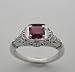 14k White Gold Antique Style With Princess Shape Ruby 1.00 Ct Diamond Ring
