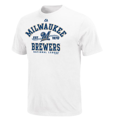 MLB Milwaukee Brewers Adult Short Sleeve Basic Tee (White, Medium)