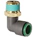 SMC KR Series PBT Flame Resistant Push-to-Connect Tube Fitting, 90 Degree Elbow with Sealant, 1/2" Tube OD x 1/2" NPT Male, Black