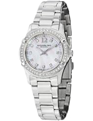 Stuhrling Original Womens 703B.01 Vogue Audrey Glimmer Swiss Quartz Swarovski Crystal White Mother-Of-Pearl Dial Watch