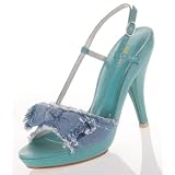 NASCAR Tammy Womens Dress Heels Shoes Leather Teal Denim