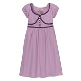  : Girls' YES Short-Sleeved Dress with Lace Trim - Purple