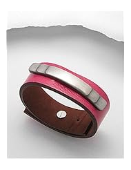 Pink Leather Bracelet In White Base