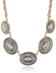 Signature 1928 Gold Silver-Tone Crystal Accents Oval Station Necklace, 16"+3"