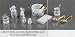 Reutter Porcelain Miniature Blue Gold Stove Top Set