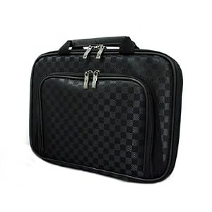 CaseCrown Double Memory Foam Thin Netbook Case Bag With Front Pocket (Checkered) to Carry the ASUS Eee PC Seashell 1005PR-PU17-BK 10.1-Inch Black Netbook