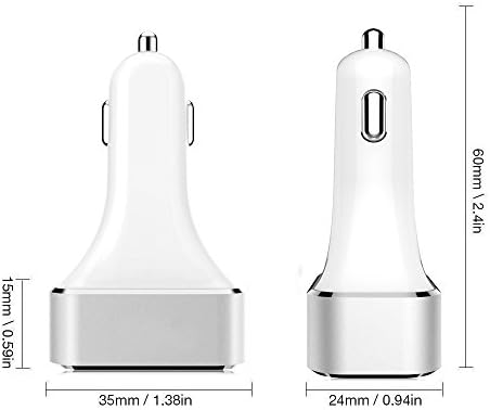 ZimIBL 9.6A / 48W 4-Port USB Car Charger With SmartID Technology for iPhone 6 Plus 5 5S 5C 4 4S, iPad 4 3 2, iPad mini, iPad air, iPad Mini Retina, iPod touch, iPod Nano; Samsung Galaxy S6 Edge S5 S4 S3 S2, Note 4 3 2, Tab S 4, 3, 2; All New HTC M9 M8; LG Optimus G3 G2, Flex, G2 Mini, Google Nexus 5 4 7 8 FHD 2; Other Android Smartphone/Tablets (White-silver)