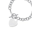 14K White Gold Bracelet With Heart Charm - 7.50 inches