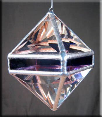 Rainbow Water Prism - Purple Octahedron Rainbow Maker - Crystal Stained Glass Suncatcher