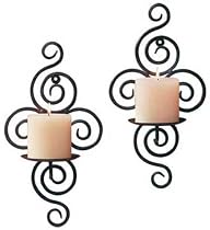 PAIR OF SWIRLING IRON WALL CANDLE HOLDERS SCONCE