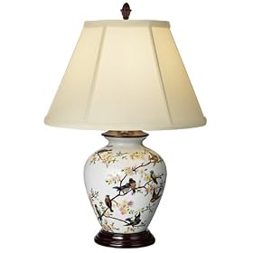 Songster Bird Blue Tint Porcelain Jar Table Lamp