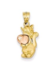14k Two Tone Gold Cat Pendant. Metal Wt- 2g