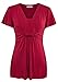 Ninedaily Women Tunics V-neck Ruffles Short Sleeve Draped Shoulder Blouse Tops