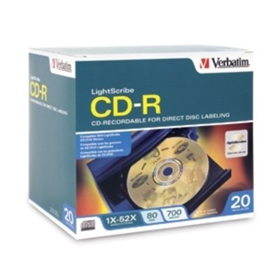 Verbatim CD-R 80MIN 700MB 52X LightScribe 20pk Slim Case
