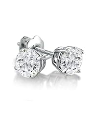 1ct tw IGI Certified Diamond Stud Earrings in 14K White Gold with Screw Backs