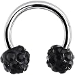 16 Gauge Black Crystal Ferido Ball Horseshoe Circular Barbell