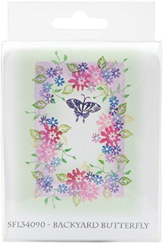 Rubber Stamp Tapestry SFL34090 5-Piece Mounted Rubber Stamp Set, Backyard Butterfly