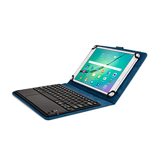 Prestigio MultiPad Visconte / 2 Keyboard case, COOPER TOUCHPAD EXECUTIVE Bluetooth Detachable QWERTY Wireless Keyboard Carrying Case Tablet Cover Folio with Stand (Blue)