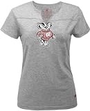 Wisconsin Badgers -Women's- Axis Distressed Print Slit Neck Tee