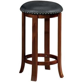 Click here to buy 30 Backless Bar Stool Black Leather Oak by Home Decorators Collection.