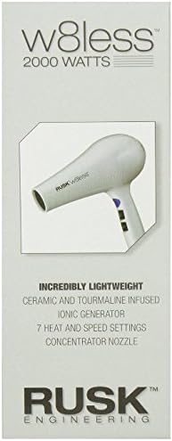 Rusk W8less Professional Lightweight Ceramic Tourmaline Hair Dryer, 2000 Watt, with RUSK Thermal Serum with Argan Oil 4.2 oz.