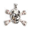 Silver Cubic Zirconia Skull Pendants, Size: 22mm