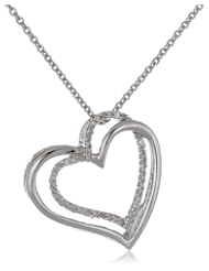 Sterling Silver Diamond Heart Pendant Necklace (1/6 Cttw, I-J Color, I2-I3 Clarity), 18"