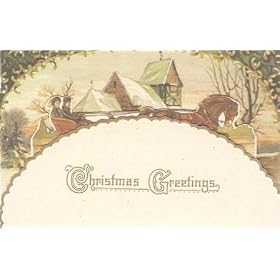 B. Shackman & Co. Christmas Card - Church, Horse & Sleigh Pulldown Card