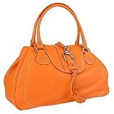 Buti Orange Pebble Italian Leather Horsebit Flap Handbag